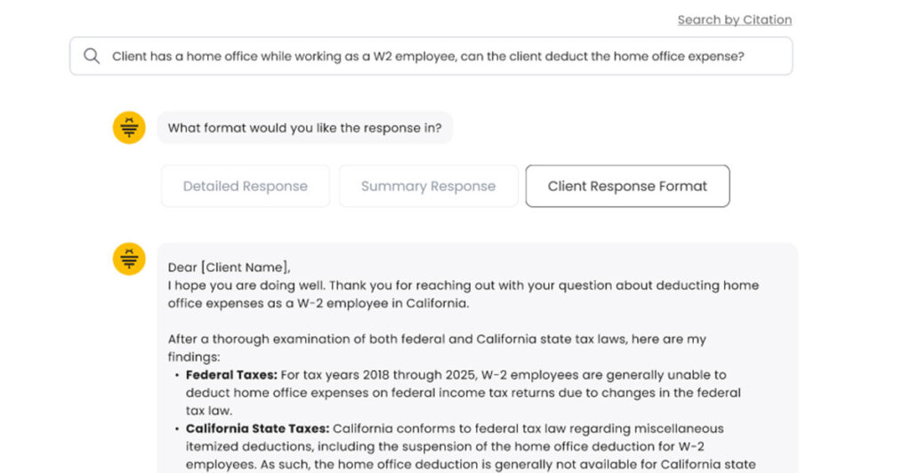 screenshot of ai software for cpas