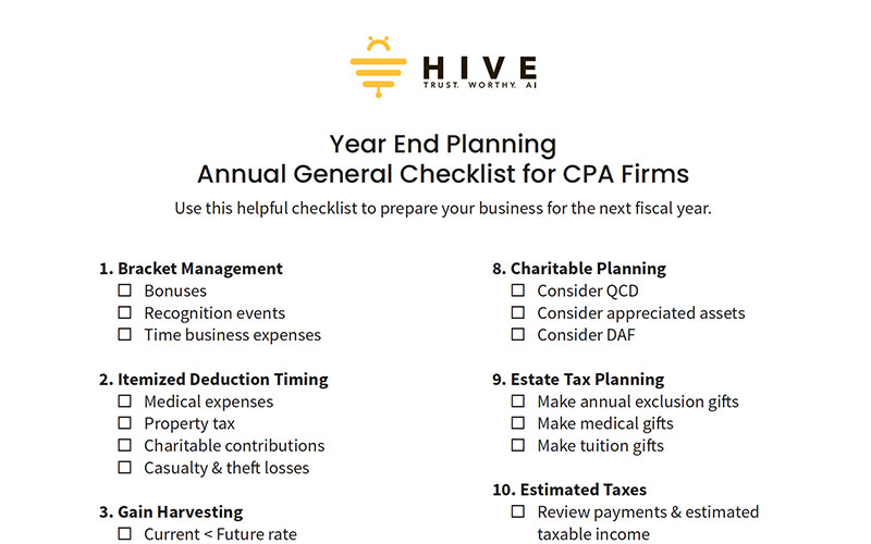hive year end planning checklist for cpa firms